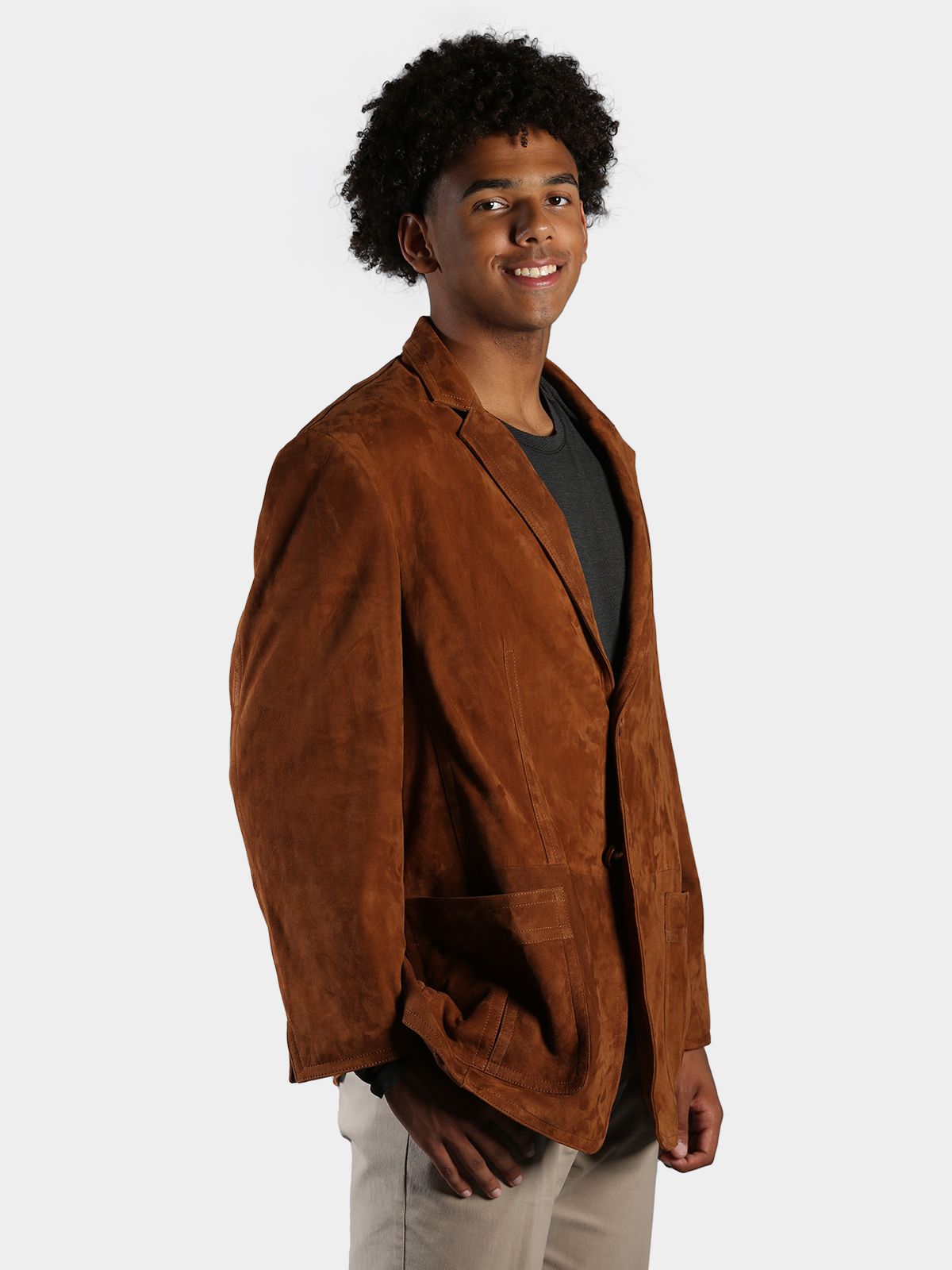 Man's Cognac Suede Leather Blazer