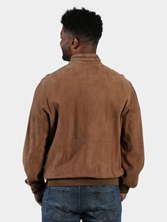 Man's Warm Sand Suede Leather Jacket Reversible to Brown Leather