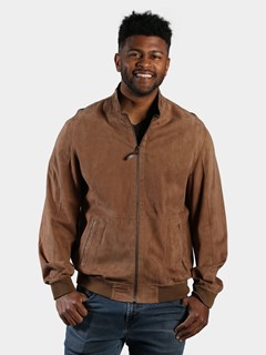 Man's Warm Sand Suede Leather Jacket Reversible to Brown Leather