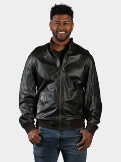 Man's Warm Sand Suede Leather Jacket Reversible to Brown Leather