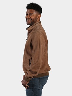 Man's Warm Sand Suede Leather Jacket Reversible to Brown Leather