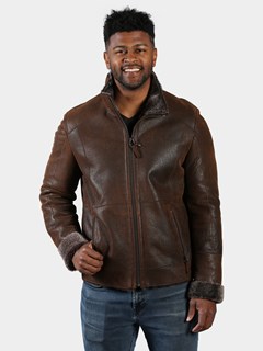 Man's Rust Shearling Jacket