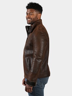 Man's Rust Shearling Jacket