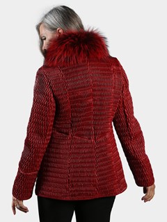 Woman's Flame Red Stretch Leather Jacket