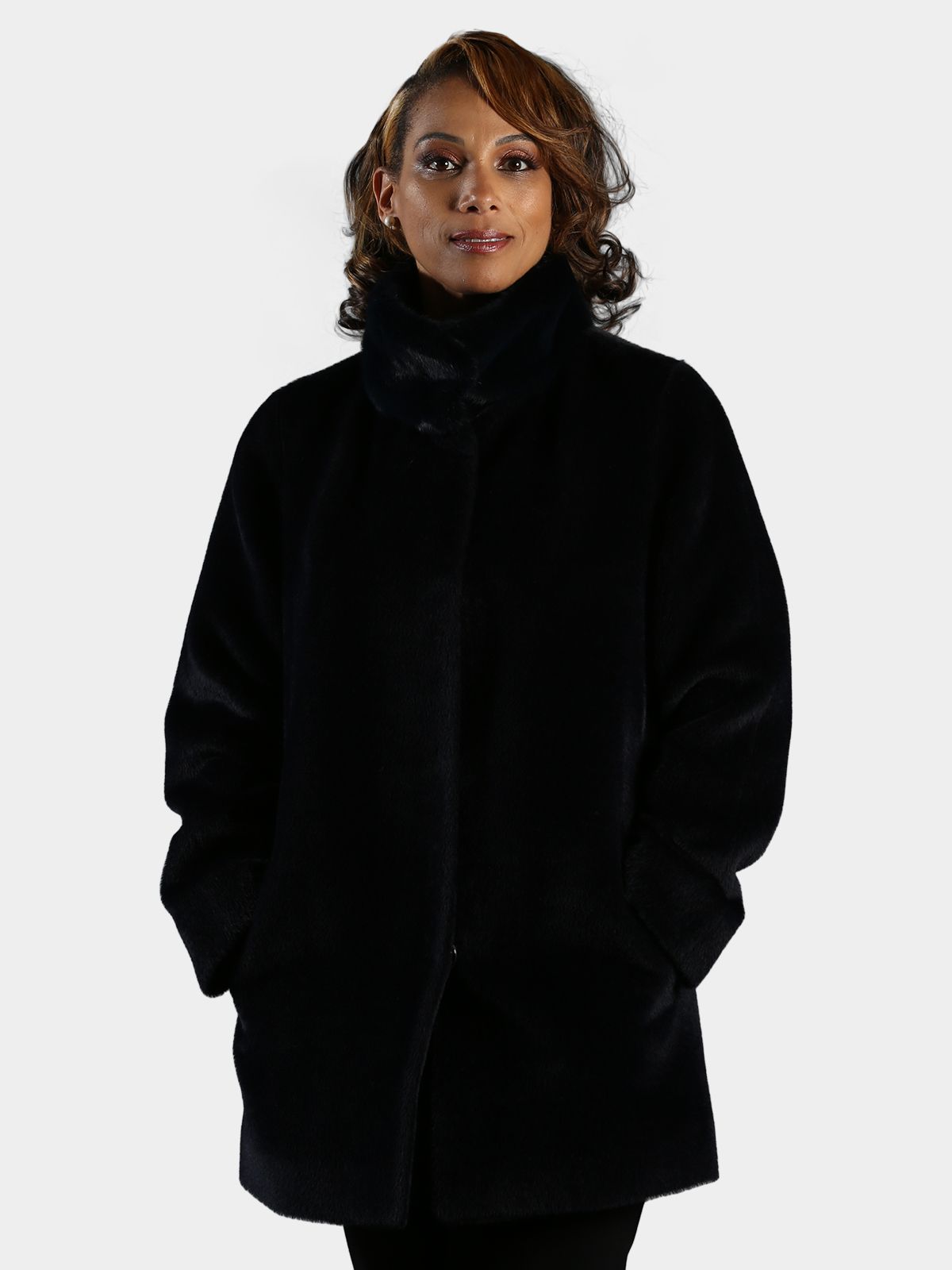 Woman's Navy Alpaca Wool Jacket - Day Furs