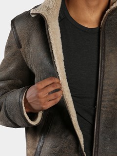 Man's Vintage Sand Shearling Jacket