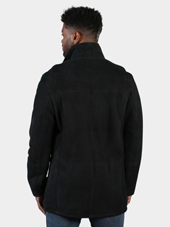 Man's Black Brisa Shearling 3/4 Coat