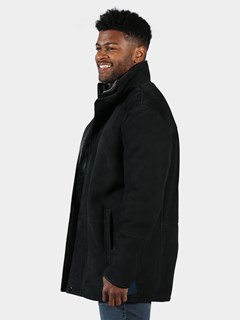 Man's Black Brisa Shearling 3/4 Coat