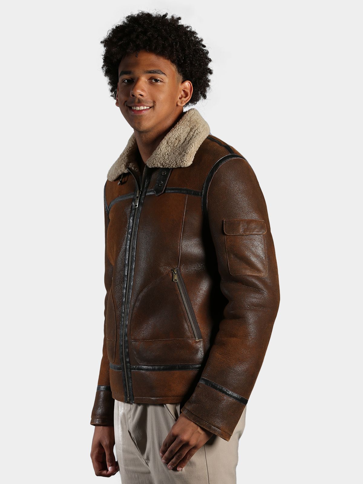 Man's Antique Pine Shearling Jacket - Day Furs