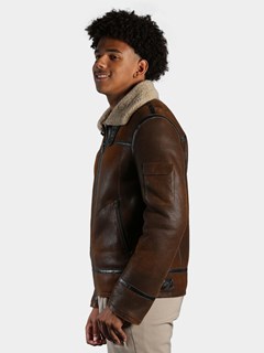 Man's Antique Pine Shearling Jacket