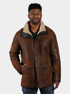 Man's Burnt Cognac Shearling Jacket