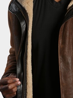 Man's Burnt Cognac Shearling Jacket