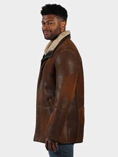 Man's Burnt Cognac Shearling Jacket