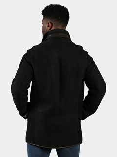 Man's Black Suede Shearling Jacket