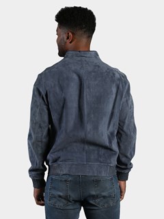 Man's Blue Jean Suede Leather Jacket