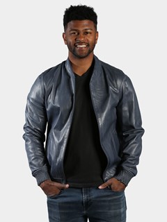 Man's Blue Jean Suede Leather Jacket