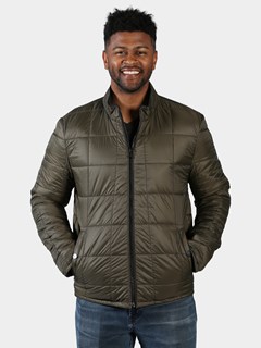 Man's Black Leather Jacket Reversible to Quilted Fabric