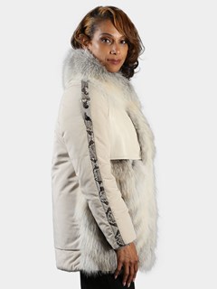 Woman's Whisper Nylon, Leather and Fox Fur Jacket