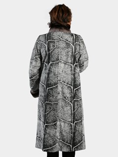 Woman's Ice Marble Leather Coat