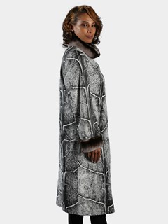 Woman's Ice Marble Leather Coat