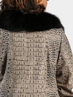 Woman's Powder Croco Leather Coat