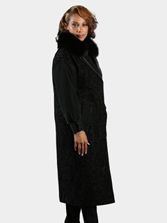 Woman's Black Coral Leather Coat