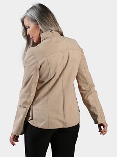 Woman's Bone Suede Jacket Reversible to Leather