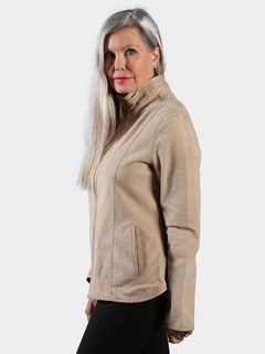 Woman's Bone Suede Jacket Reversible to Leather