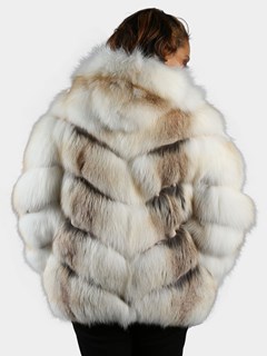 Woman's Natural Golden Isle and Shadow Fox Fur Jacket