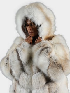 Woman's Natural Golden Isle and Shadow Fox Fur Jacket