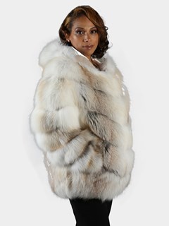Woman's Natural Golden Isle and Shadow Fox Fur Jacket
