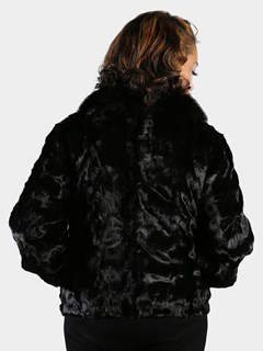 Woman's Black Section Mink Fur Jacket