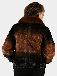 Woman's Whiskey Degrade' Section Mink Fur Jacket