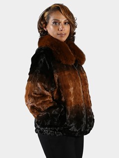 Woman's Whiskey Degrade' Section Mink Fur Jacket