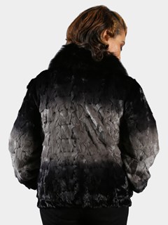 Woman's Grey Degrade Section Mink Fur Jacket