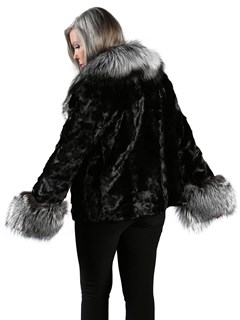 Woman's Black Section Mink Fur Jacket