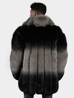 Man's Grey and Black Fox Fur 3/4 Coat