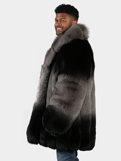 Man's Grey and Black Fox Fur 3/4 Coat