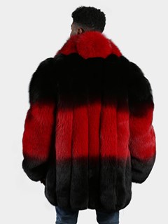 Man's Red and Black Fox Fur 3/4 Coat