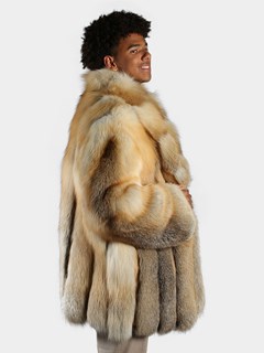 Man's Natural Golden Isle Fox Fur 3/4 Coat