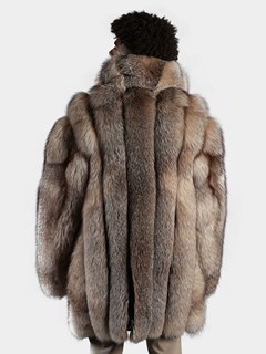 Man's Natural Crystal Fox Fur 3/4 Coat