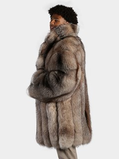 Man's Natural Crystal Fox Fur 3/4 Coat