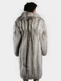 Man's Sapphire Fox Fur Trench Coat