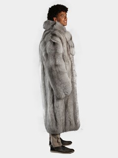 Man's Sapphire Fox Fur Trench Coat