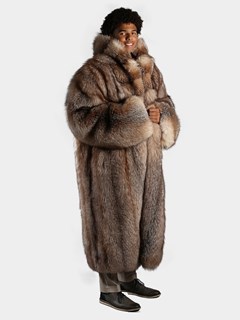 Man's Crystal Fox Fur Trench Coat