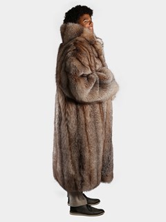 Man's Crystal Fox Fur Trench Coat