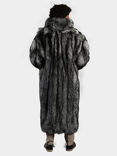 Man's Silver Fox Fur Trench Coat