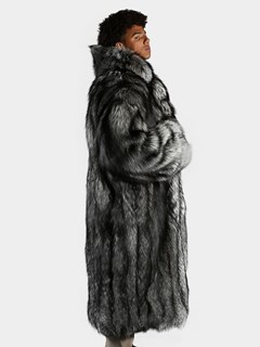 Man's Silver Fox Fur Trench Coat