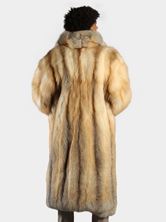 Man's Natural Golden Isle Fox Fur Trench Coat