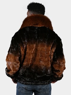 Man's Whiskey Degrade Diamond Section Mink Fur Jacket